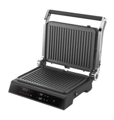2000W Glass Alumimium & Stainless Steel Elegant Non-Stick Coating 180° Opening Sandwich Toaster With 5 Setings & Touch Screen Control For Kitchen Office & Dormitories DH-07601