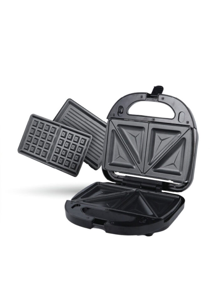 800W Plastic 3 In 1 Non-Stick Coating Sandwich Maker With 3 Plates For Waffle Grill & Toast Sandwich DH-07610