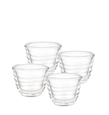 4Pcs 80ml Double Walled Glass Wavy Cups Set DH-09211