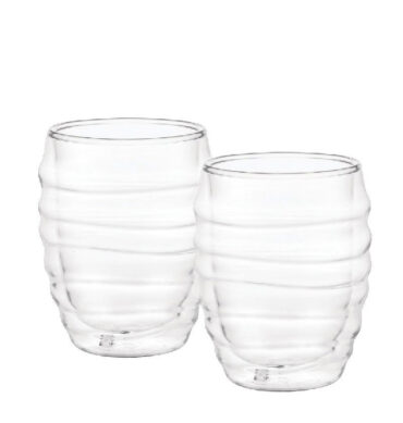 2Pcs 200ml Double Walled Glass Wavy Cups Set DH-09212