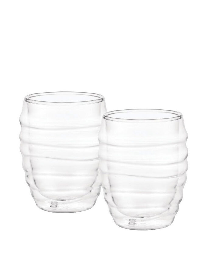 2Pcs 200ml Double Walled Glass Wavy Cups Set DH-09212