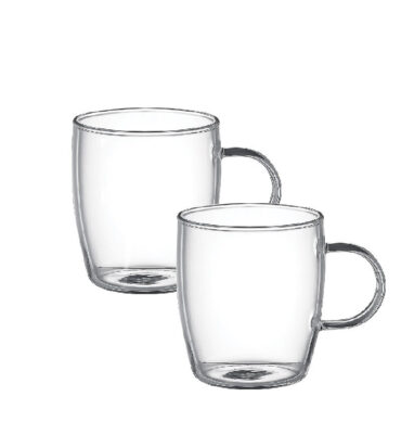 2Pcs 280ml Glass Curve Cups With Handle DH-09232