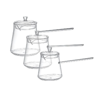 320/500/600ml Glass Milkpot Set With Long Hnadle & Lids DH-09250