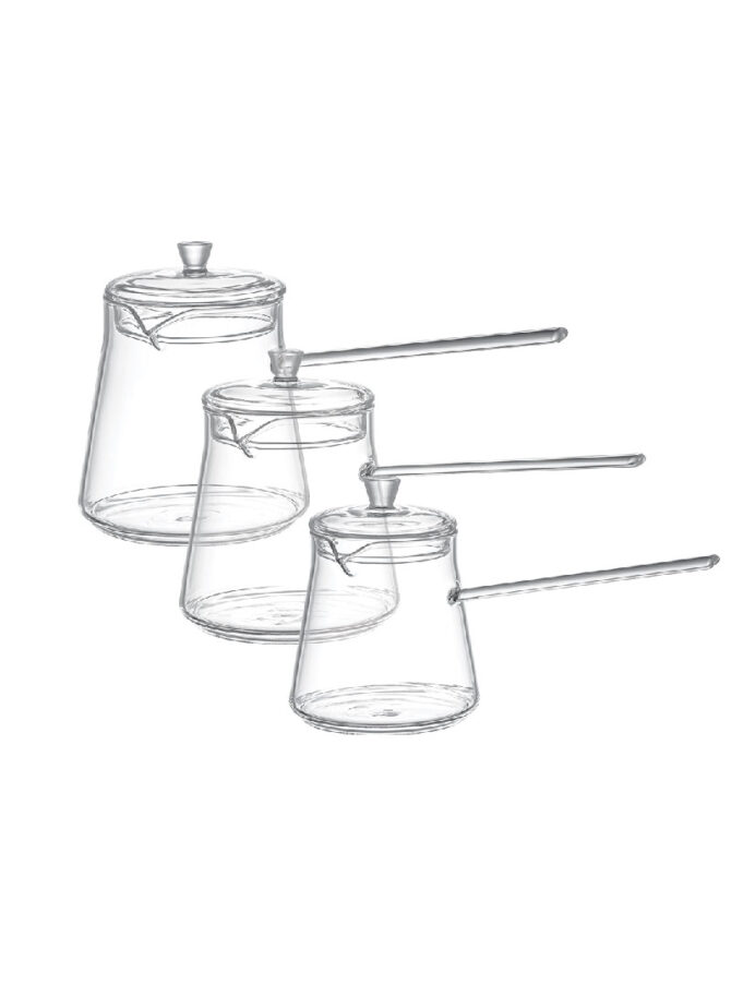 320/500/600ml Glass Milkpot Set With Long Hnadle & Lids DH-09250