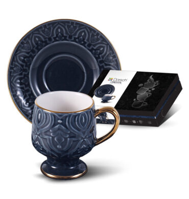12Pcs 85ml Finest Porcelain Coffee Cups Set DH-09330 - Oriental Navy