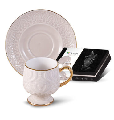12Pcs 85ml Finest Porcelain Coffee Cups Set DH-09331 - Oriental Beige