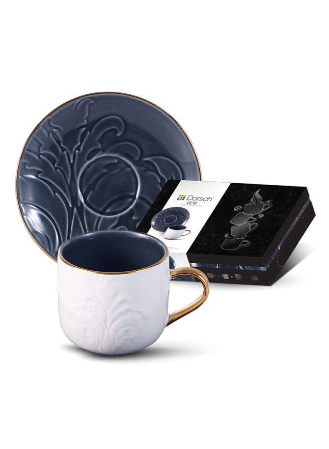 12Pcs 90ml Finest Porcelain Coffee Cups Set DH-09320 - Leaf Navy