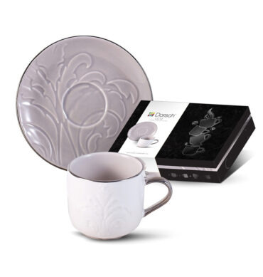 12Pcs 90ml Finest Porcelain Coffee Cups Set DH-09321 - Leaf Offwhite