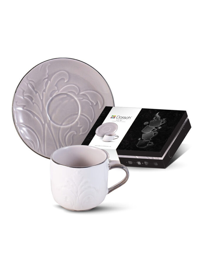 12Pcs 90ml Finest Porcelain Coffee Cups Set DH-09321 - Leaf Offwhite
