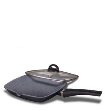 28cm Non-Stick Grill Pan With Glass Lid