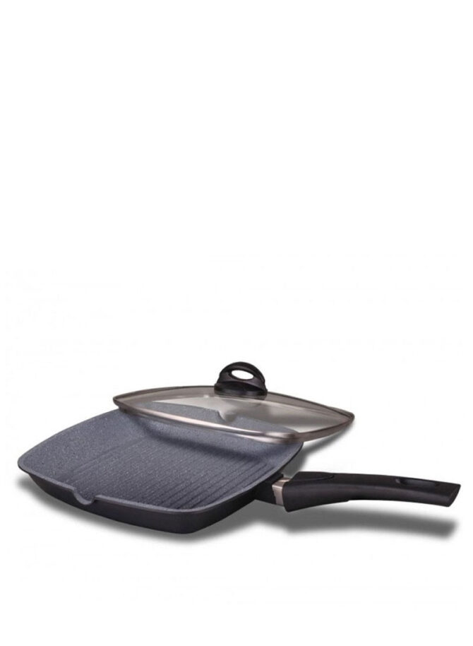 28cm Non-Stick Grill Pan With Glass Lid