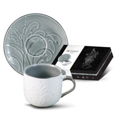 12Pcs 90ml Finest Porcelain Coffee Cups Set DH-09322 - Leaf Olive