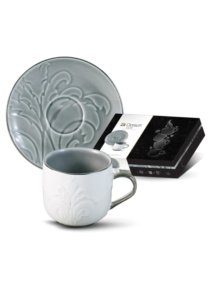 12Pcs 90ml Finest Porcelain Coffee Cups Set DH-09322 - Leaf Olive
