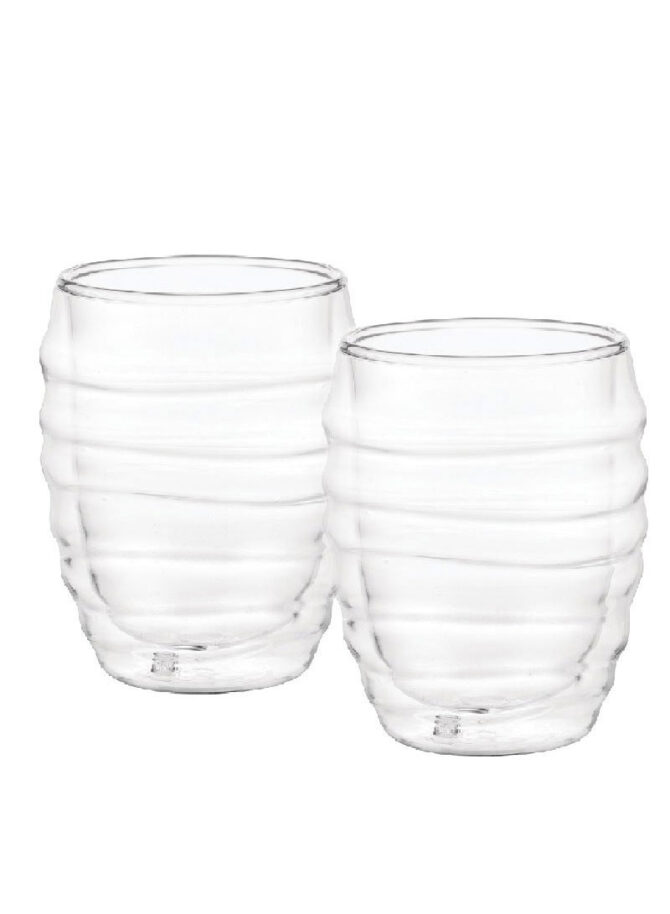 2Pcs 300ml Double Walled Glass Wavy Cups Set DH-09213