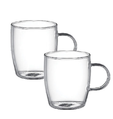 2Pcs 400ml Glass Curve Cups With Handle DH-09233