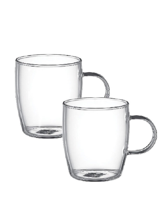 2Pcs 400ml Glass Curve Cups With Handle DH-09233