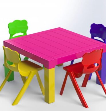 KIDS SET | SQUARE TABLE & 4 CHAIRS
