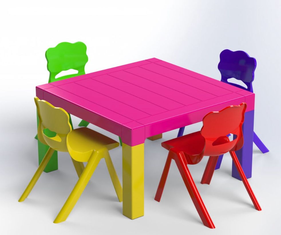 KIDS SET | SQUARE TABLE & 4 CHAIRS