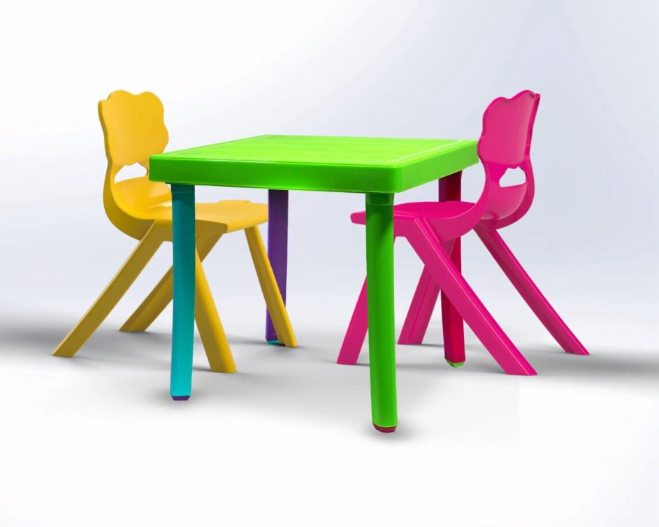 KIDS SET | SQUARE TABLE & 2 CHAIRS