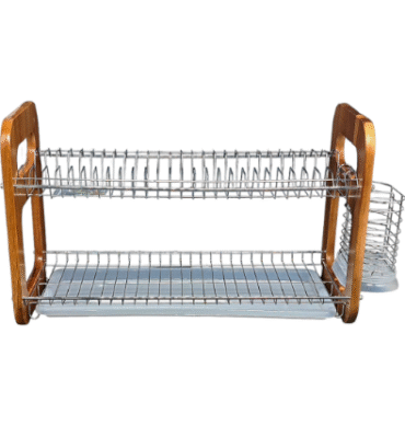 Billi Stainless Dish Steel Rack with Wood Handle 045