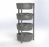 Omega Rattan Round rack 4 shelves