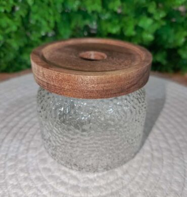 909-30 Round Small Glass Jar wood محجر