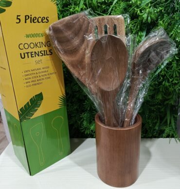 989-17 - طقم معالق سكب خشب ٥ قطع