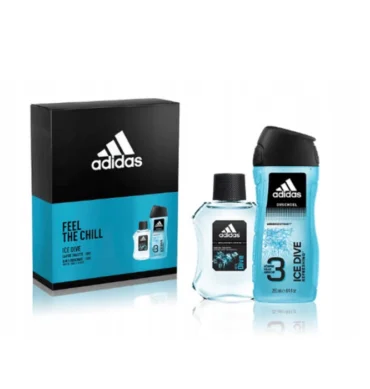 Adidas Ice Dive Feel The Chill 2 Piece Gift Set With 100ml Eau De Toilette Spray And 250ml Shower Gel