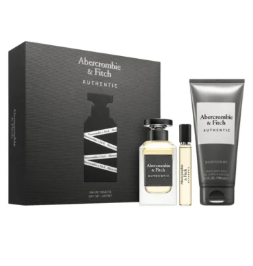 Abercrombie & Fitch Authentic Man Eau De Toilette Men's Aftershave Gift Set Spray (100ml) With Body Lotion & 15ml EDT